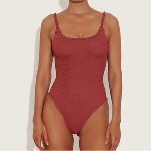 Hunza G Metallic Rosewood One Piece Swimsuit NWT